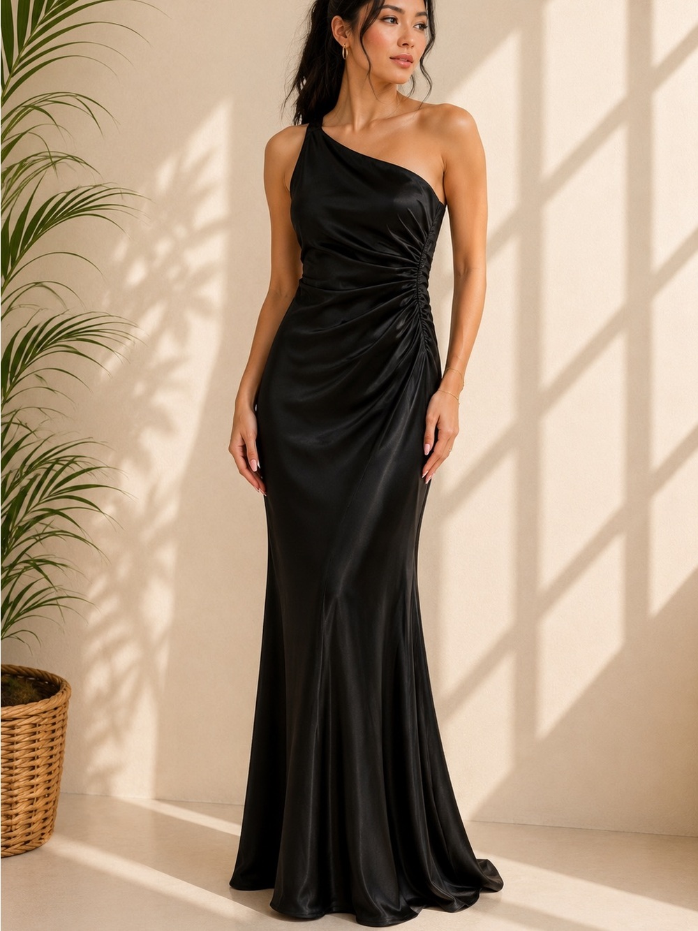 Elegant Black One-Shoulder Dress